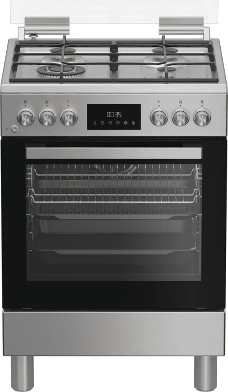 Hotpoint Ariston H6G8LMSAWX cucina libera installazione inox, 60x60cm, piano gas, forno elettrico ventilato, 72Lt, classe A