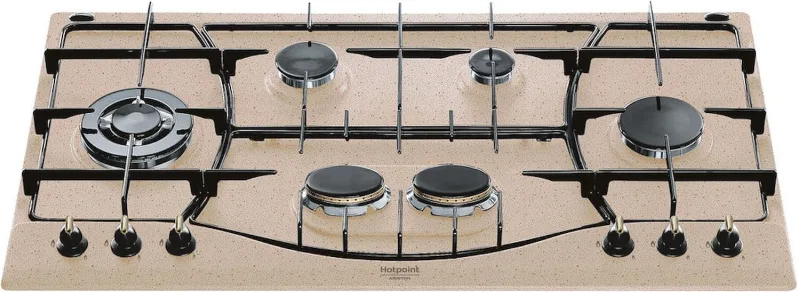 Hotpoint PHN 960MST AV R-HA Piano cottura a gas 90 cm 6 fuochi tripla corona griglie smaltate colore Avena