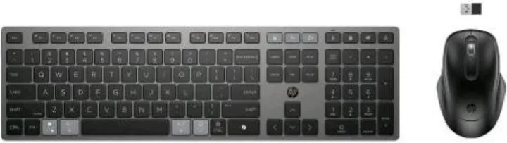 Hp 725 kit tastiera + mouse multidispositivo ricaricabile 2.4ghz bluetooth qwerty grigio nero