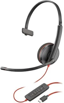 HP POLY Cuffie Mono Splitaurali Blackwire 3210 con Connettore USB-C Adattatore USB-C-A