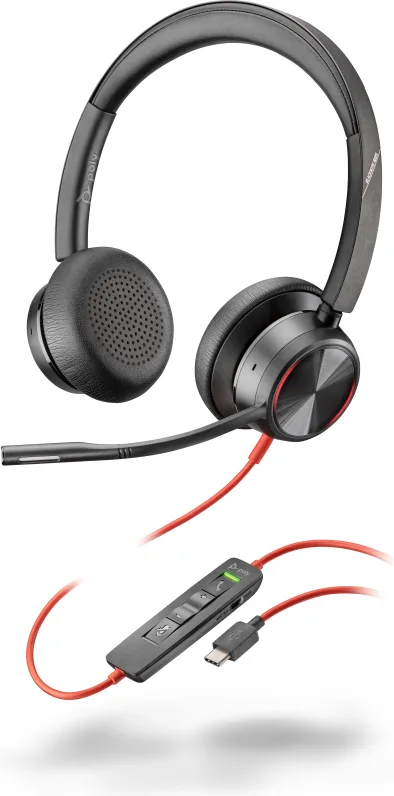 HP Poly Cuffie stereo Poly Blackwire 8225 con connettore USB-C + adattatore USB-C/A