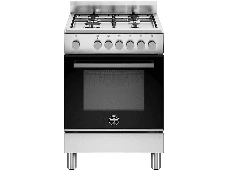 La Germania FTR664EXV24 Cucina 60 cm Piano Gas 4 Fuochi Forno Elettrico 56 L Ventilato Grill Classe A (85x60x60 cm) colore Inox Nero