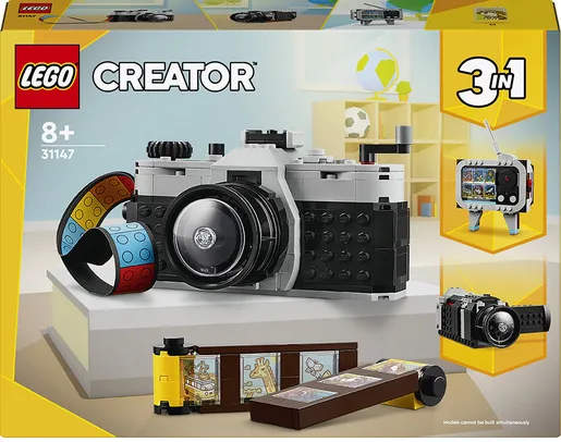 LEGO Creator 31147 3in1 Fotocamera Retro 31147-LEGO Giochi per Bambini 8+ Anni Macchina Fotografica Trasformabile in Videcamera o TV