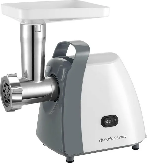 immagine di Melchioni FAMILY 118420214 TRITONE Tritacarne e Passapomodoro 250 W Funzione Reversibile con 3 Piastre e Adattatori colore Bianco Grigio