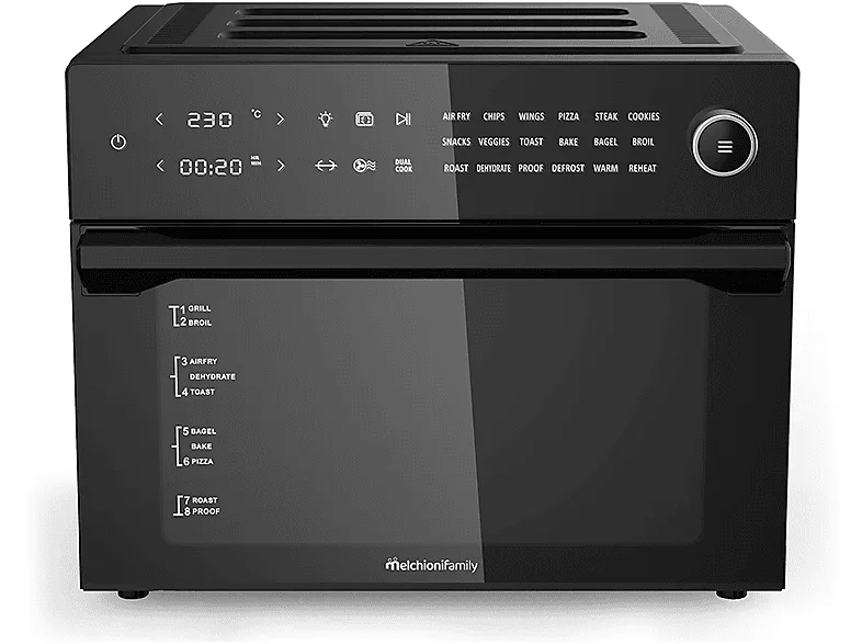 Melchioni Family Melchioni 118340032 Friggitrice ad Aria 30 Litri 1800 W (Nero)