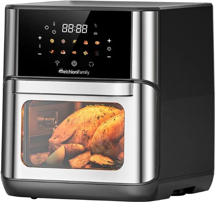 MELCHIONI FAMILY FLORA FRIGGITRICE AD ARIA, capacità 12 l, Max potenza 1800 W, 10 programmi, Silver / Plastica
