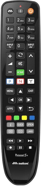Meliconi Gumbody Personal 5+ Telecomando per TV Panasonic IR Wireless Funzione Learn Antiurto colore Nero
