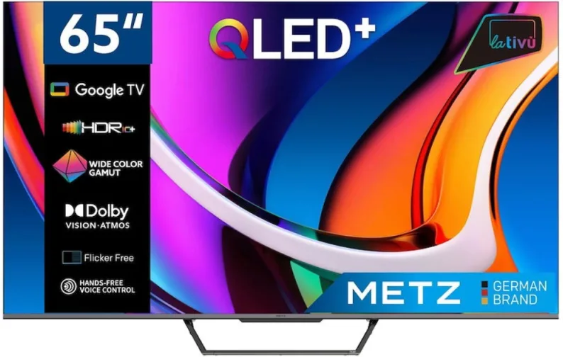 Metz 65MQD7500Z Tv QLED 65 Smart Google Ultra Hd 4K DVBT2/S2 Wi-Fi