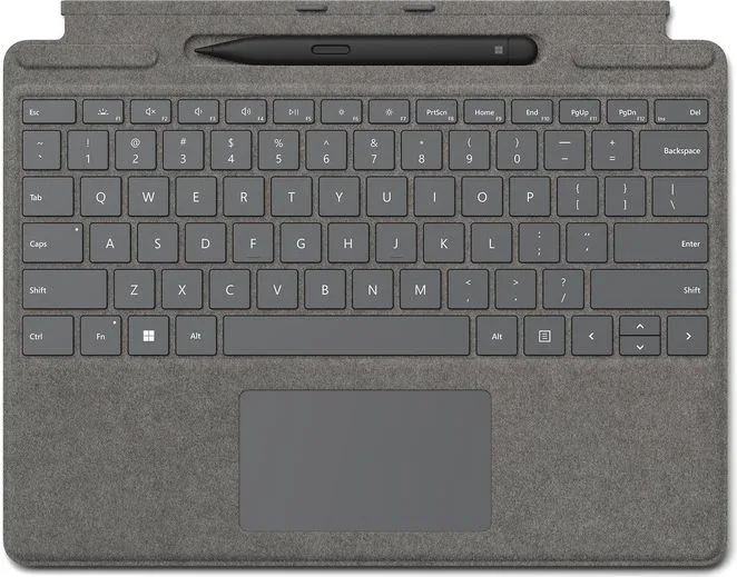 Microsoft 8X8-00173 Surface Pro Tastiera Signature con Slim Pen 2 Alcantara Touchpad retroilluminato compatibile Pro 8 9 10 X colore Platino