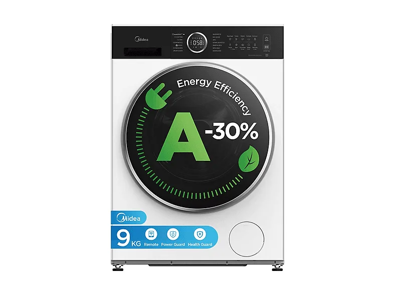 Midea MF205W90BA30WIT Lavatrice Carica Frontale 9 KG 1400 Giri/min Classe A (Bianco)