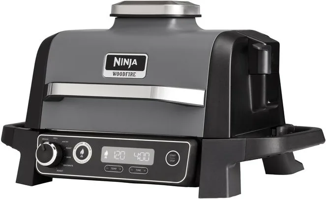 Ninja OG701EU Woodfire Barbecue Elettrico Affumicatore e Friggitrice ad Aria 7 in 1 2400 W colore Grigio Nero