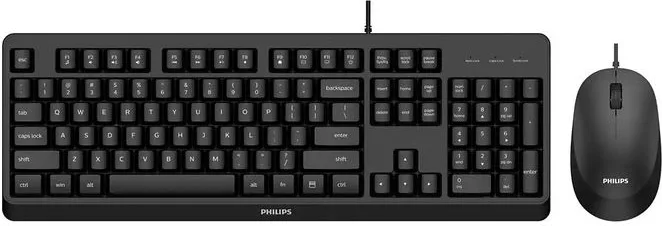 Philips SPT6207BL/34 Tastiera + Mouse USB QWERTY Inglese (Nero)