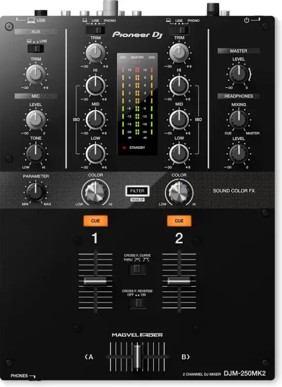 Pioneer DJM-250MK2 Mixer DJ 2 Canali Scheda Audio USB Integrata Sound Color FX Fader Magvel Rekordbox colore Nero