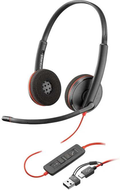 Poly 8X2J8A6 Cuffie Monoaurale Blackwire 3210 USB-C Nere con Adattatore