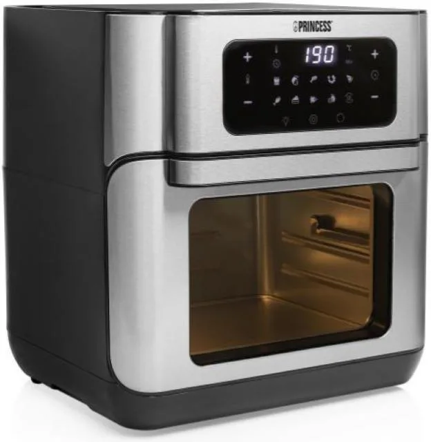 Princess 182065 friggitrice ad aria capacita` 10 litri potenza 1500 watt pannello di controllo digitale 3 ripiani scocca in acciaio inox