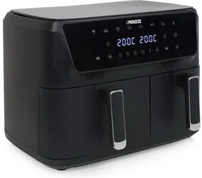 PRINCESS 182470 Friggitrice doppia FRIGGITRICE AD ARIA, capacità 11 l, Max potenza 2700 W, 8 programmi, da 80 °C a 200 °C, Nero/Plastica