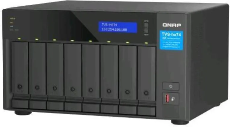 QNAP TVS-H874T-I7-32G Server NAS Tower Intel Core i7 32 GB RAM 8 alloggiamenti HDD SSD RAID 2 porte 2.5GbE colore Nero