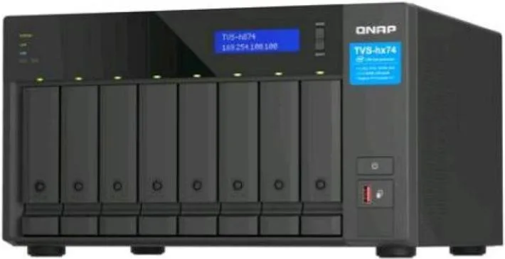 Qnap tvs-h874x nas chassis tower i9 16 core ram 64gb-8 bay hdd/ssd 3.5-4 porte lan rj-45 10/100/1000/2500/10000 mbps black