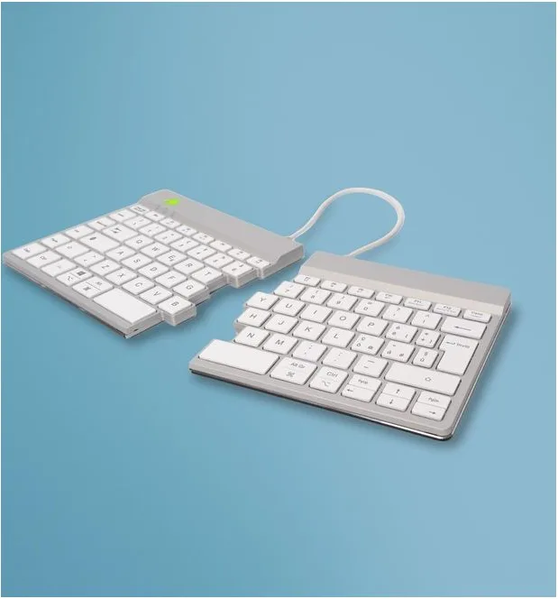 immagine di R-Go Tools RGOSBITWLWH Tastiera ergonomica split Bluetooth QWERTY italiano 60 tasti meccanismo a forbice software pausa integrato colore Bianco