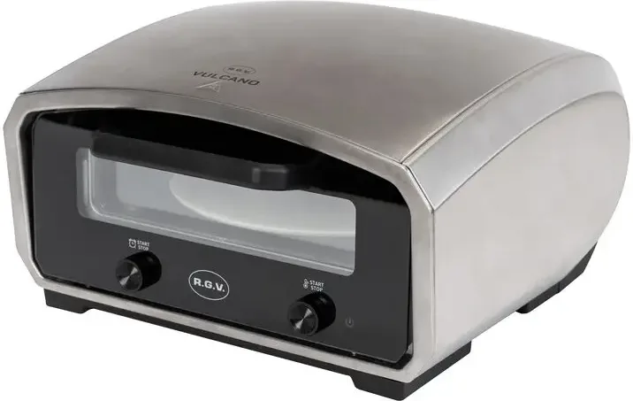 RGV 111370 Vulcano Forno Elettrico per Pizza Piatto Girevole 33 cm 2100 W Timer Digitale 450°C colore Nero Acciaio Inox