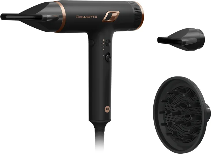 Rowenta Nano Asciugacapelli Brushless Compatto ad Alta Velocità, Boost di Ioni Antistatici e Sensore di Temperatura per Capelli Setosi e Luminosi, 3 Impostazioni di Velocità/Temperatura, HY8310
