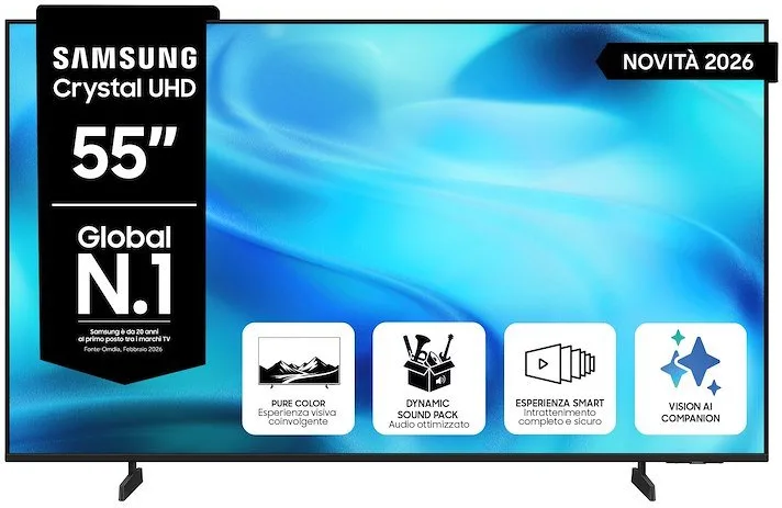 Samsung UE55U7000HUXZT Crystal Uhd U7000H 4K Ultra HD Smart TV 55" Wi-Fi (Nero)