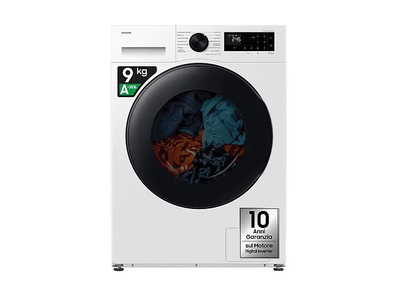 SAMSUNG WD90HG5U34BEET LAVASCIUGA, Caricamento frontale, capacità lavaggio 9 kg, asciugatura 6 13 programmi, Profondità 49,5 cm, Giri 1400 rpm, Bianco, Classe D