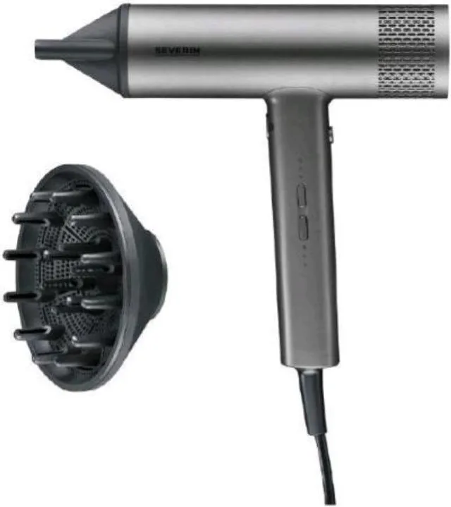 Severin HT0169 Asciugacapelli 2000 W Motore DC Ionico 3 velocita' 3 temperature concentratore e diffusore inclusi colore Antracite