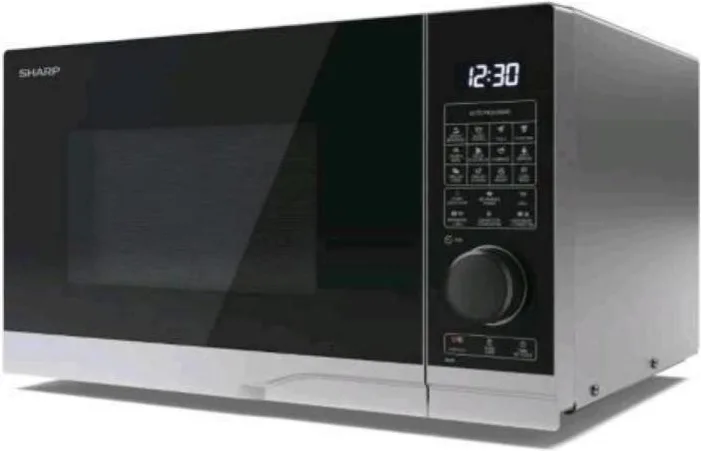 Sharp yc-pc284ae-s forno a microonde 900w con grill 1250w e convezione 2200w 28lt controllo digitale 10 livelli di potenza nero argento