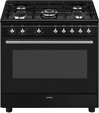 Smeg CX91GMBL Concerto Cucina Libera Installazione Gas 5 fuochi Forno Elettrico Termoventilato 115 L Classe A (90x60x90 cm) colore Nero