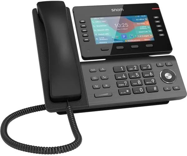 Snom D865 Desk Telephone 5 High-Resolution Color Display Gigabit IPV6 Switch USB Port 9BLF W/4 Pages (36) Wifi Bluetooth 12 Sip Identities