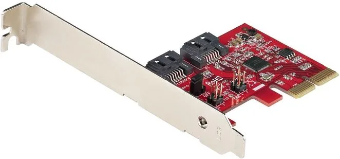 StarTech 2P6GR-PCIE-SATA-CARD Scheda di Espansione PCIe SATA 2 Porte 6Gbps Controller RAID ASM1062R Profilo Alto-Basso colore Rosso