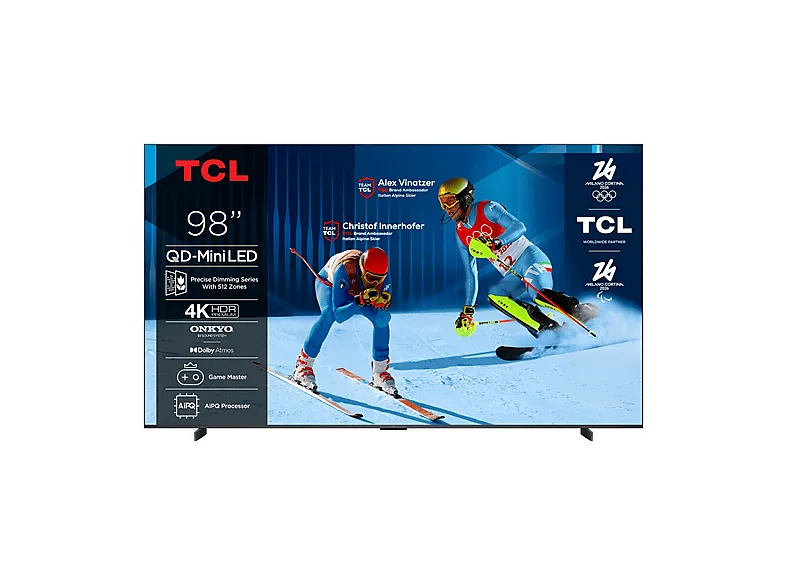 TCL 98C6K smart tv 98 pollici QD-Mini LED 4K HDR Google TV 144 Hz Dolby Vision IQ Atmos Onkyo 2.1 Game Master
