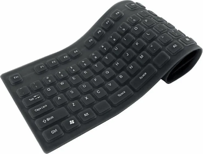 Techly Tastiera Flessibile in Silicone USB-PS2 Layout Italiano Impermeabile Antipolvere Nera