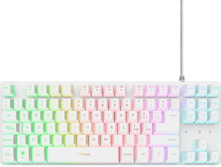 Trust 25895 Tastiera Gaming TKL GXT833 Thado Layout Italiano Bianca