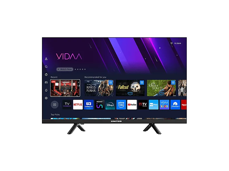 United UNLED24M10VDA SMART TV 24'' HD, Sistema operativo VIDAA, Triplo tuner DVBT2/C/S2 HEVC MAIN10, Dolby Audio, Parental Control