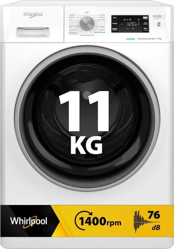 Whirlpool FFB 1148 BSV IT Lavatrice 11kg, 100% DI FRESCHEZZA, ANCHE SE DIMENTICHI IL BUCATO, classe A-20%, colore bianco, 1400 giri, vapore