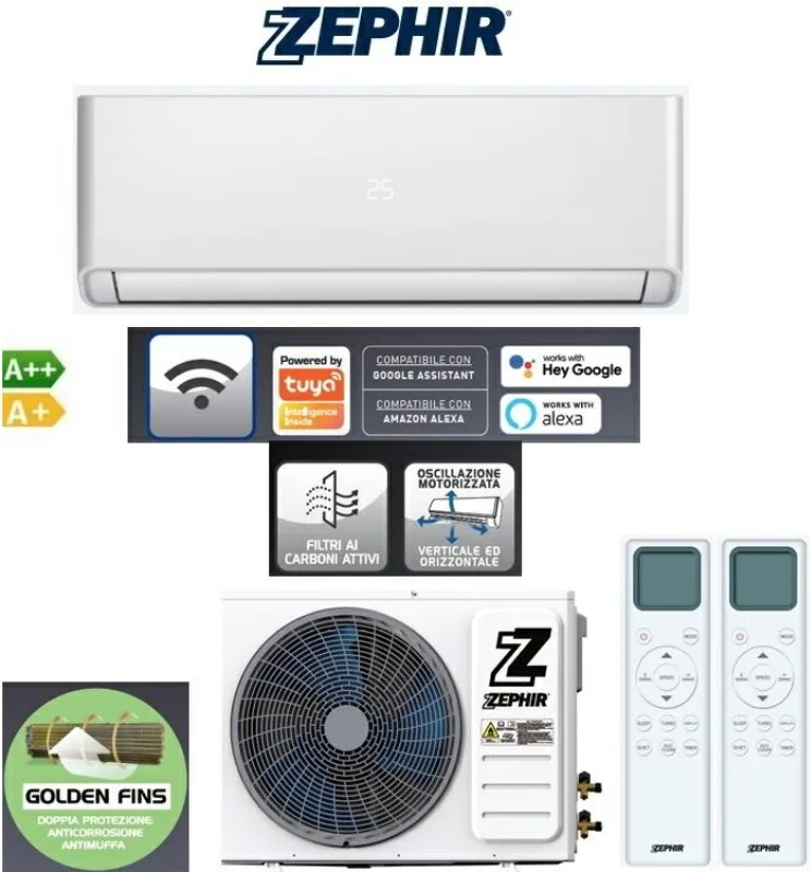 Zephir condizionatore 12000btu a++/a+ wifi r32 2telecom. zms12000